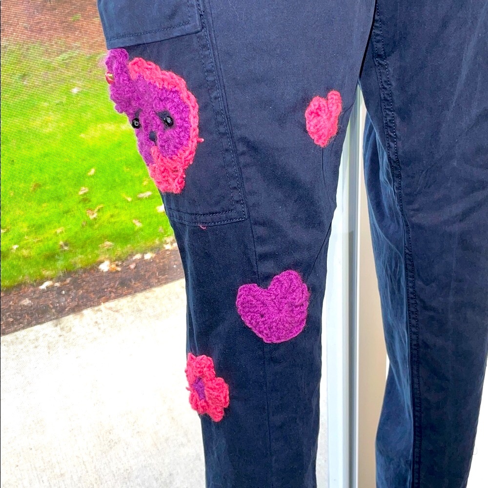 Women’s UPCYCLED HAND CRAFTED GRANNY SQUARES Sz 14 EUC OLD NAVY ROCKSTAR - Picture 2 of 16